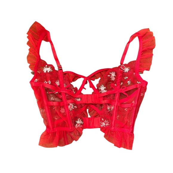 For Love & Lemons Red Lace & Mesh Underwire Bustier Bra SZ. XXS - Picture 10 of 16